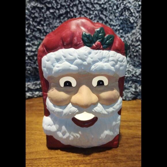 Other - Vintage Santa Ceramic Luminary w/ Eyes & Mouth Cut Outs Holiday Christmas Decor